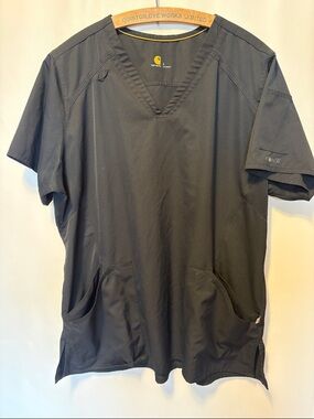 Carhartt Men's Black V-Neck Short Sleeve Scrub Top